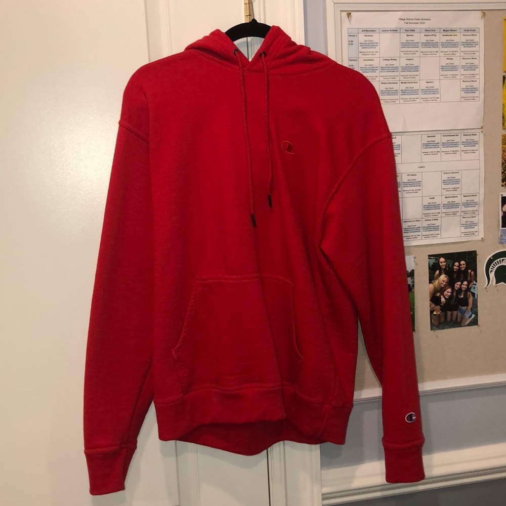 Red champion sweatshirt